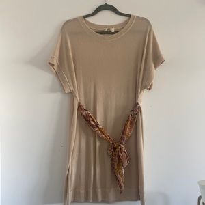 Short summer dress with scarf belt